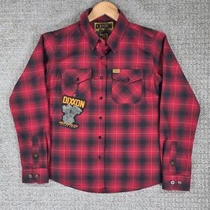 Dixxon Flannel Co J&P Cycles 79 Red Plaid Shirt Womens‎ Medium Pearl Snap NWT